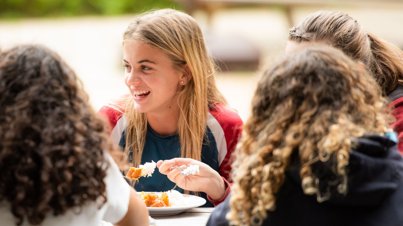 Campus Life, Student eating school lunch