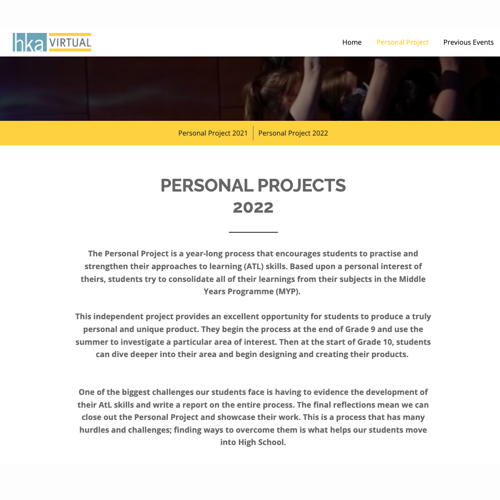 Explore the Personal Project website 