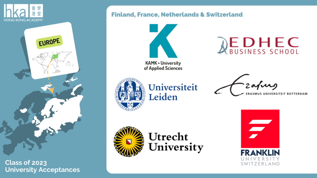 Class of 2023 - Finland, France, Netherlands and Switzerland university acceptances