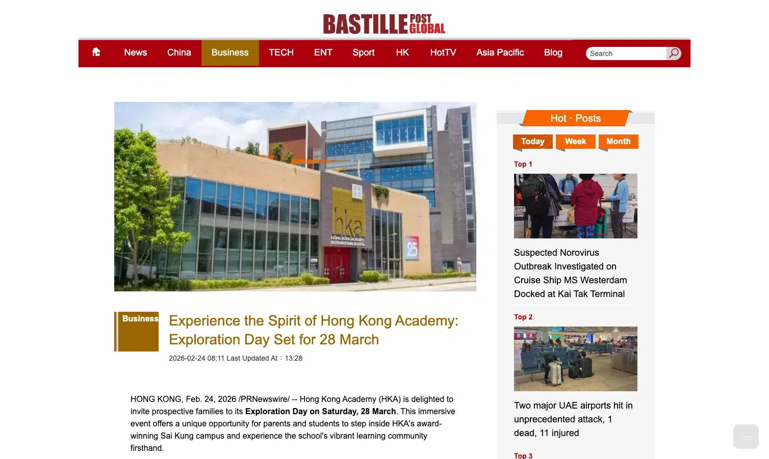 Screencap of a The Standard article on Sep 2025