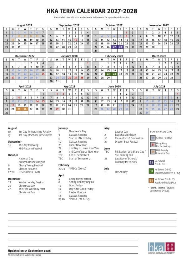 Term Calendar, 2027-28